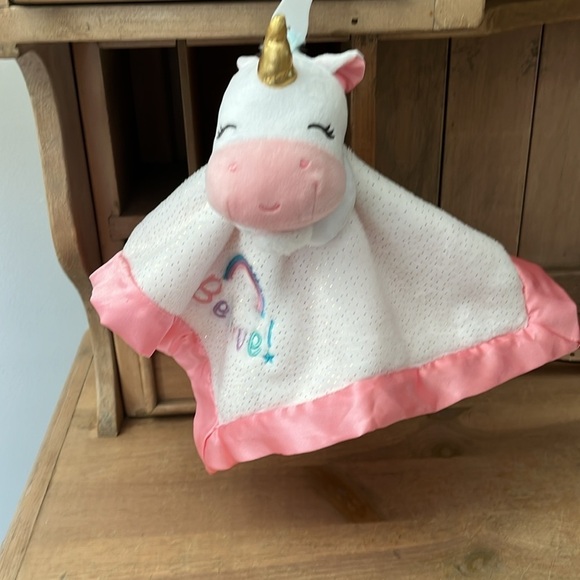 Magic Years Unicorn Lovey Security Blanket NWT Baby Believe Pink Satin Trim - Picture 8 of 8